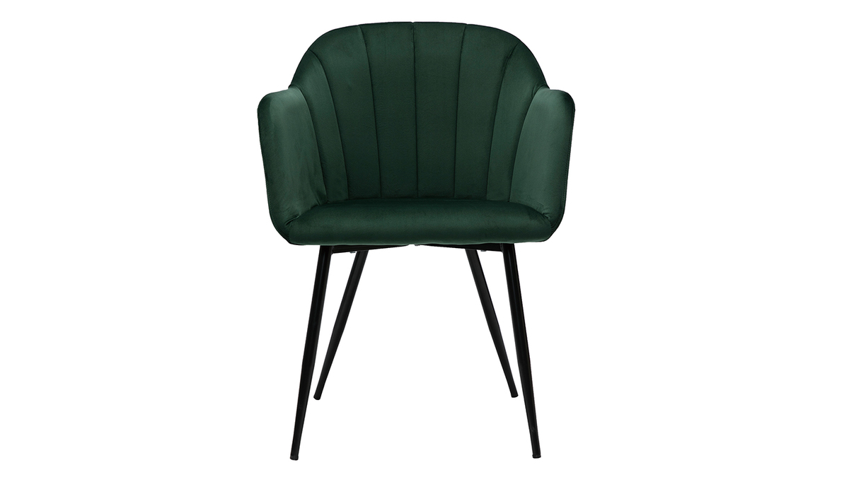Design-Stuhl aus grnem Samt mit Fen aus schwarzem Metall MILLY