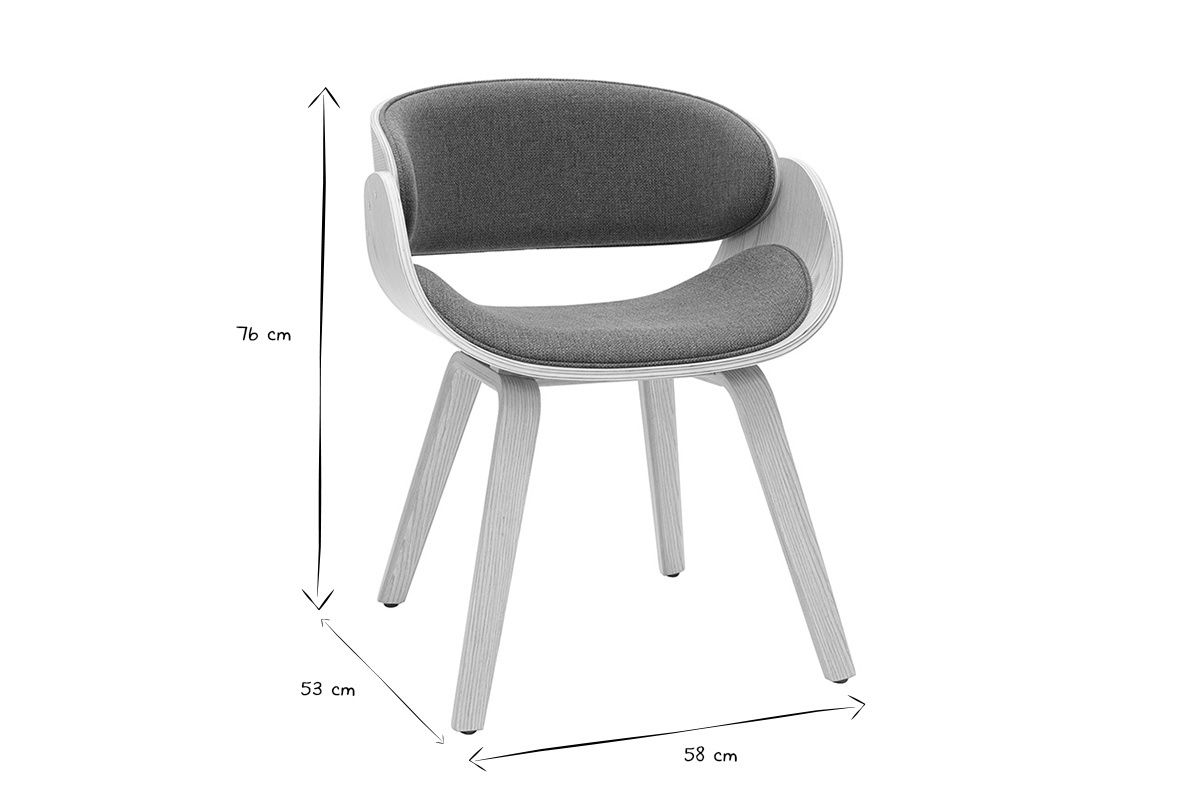 Design-Stuhl aus khakigrnem Stoff und hellem Holz BENT