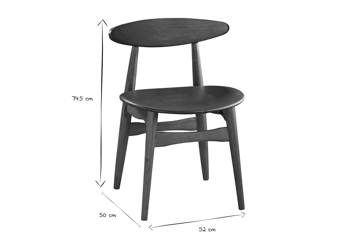 Design-Stuhl aus Nussbaum und schwarzem PU 2er-Set WALFORD
