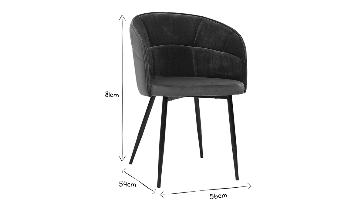 Design-Stuhl aus petrolblauem Samt mit Fen aus schwarzem Metall JOLLY