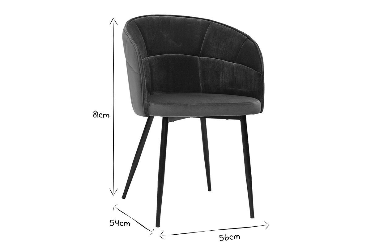 Design-Stuhl aus petrolblauem Samt mit Fen aus schwarzem Metall JOLLY