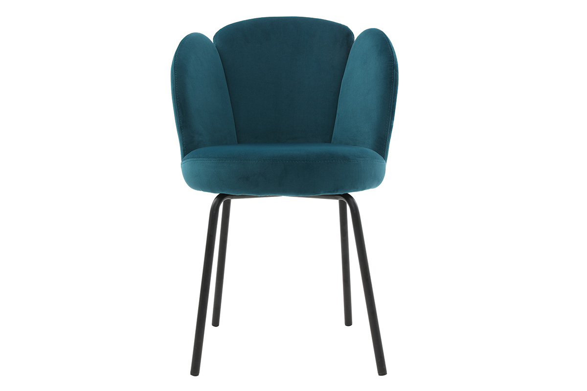 Design-Stuhl aus petrolfarbenem Samt FLOS