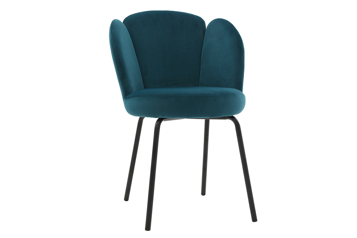 Design-Stuhl aus petrolfarbenem Samt FLOS