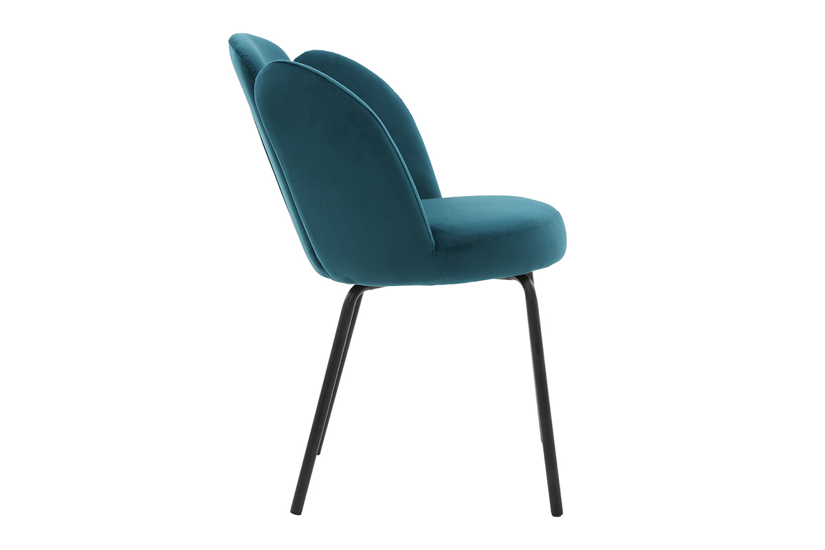 Design-Stuhl aus petrolfarbenem Samt FLOS