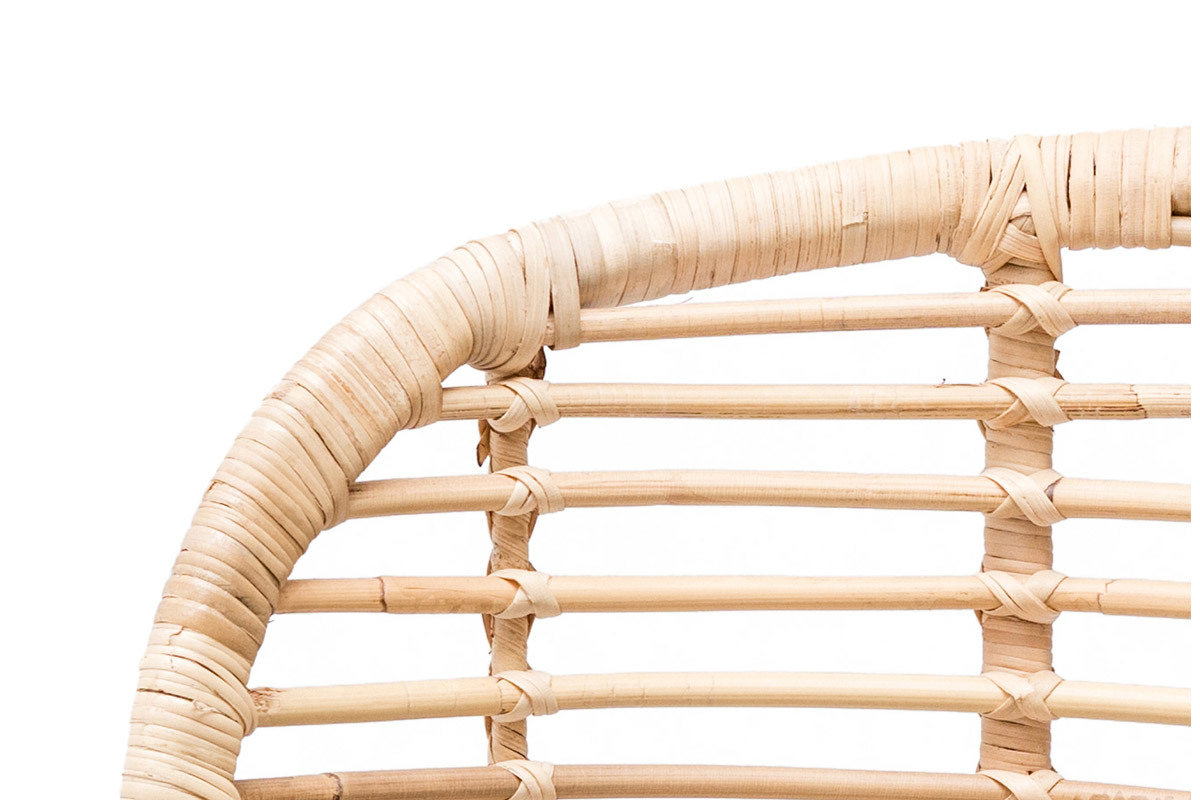 Design-Stuhl aus Rattan und petrolblauem Stoff NICOLAS