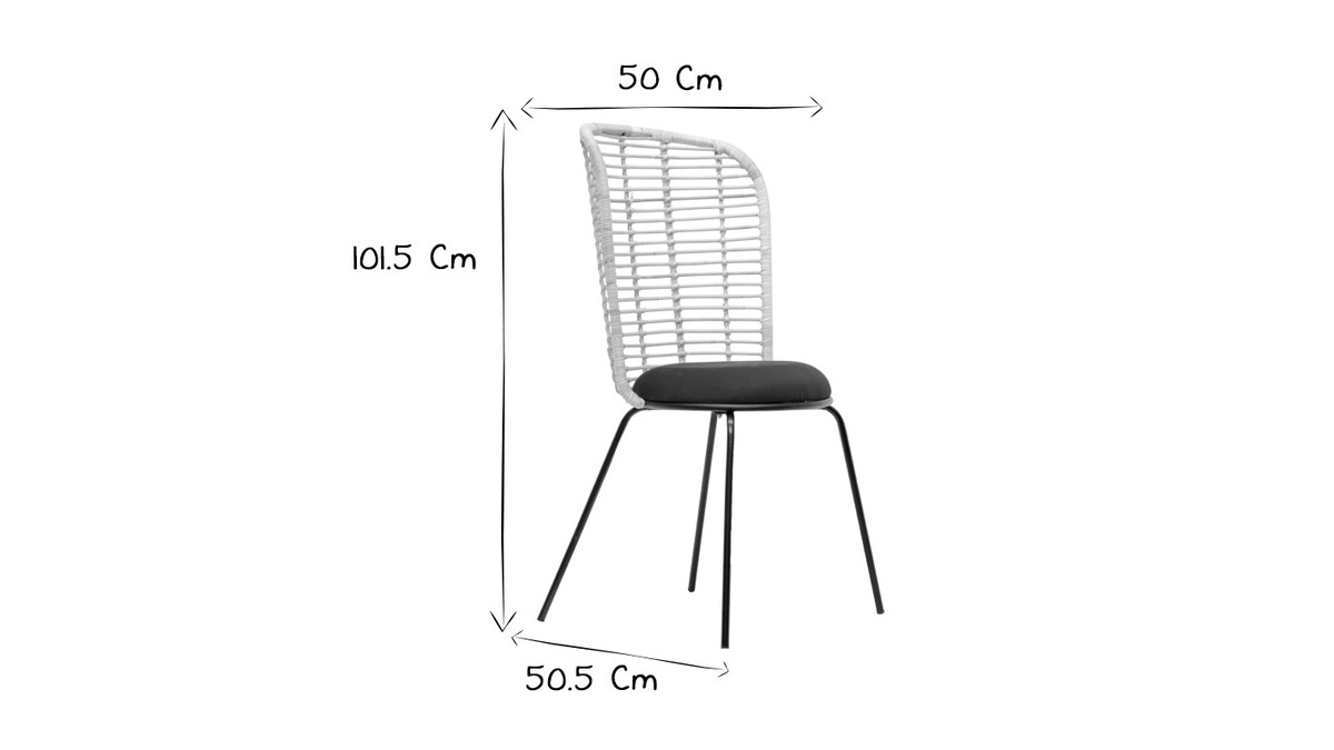 Design-Stuhl aus Rattan und petrolblauem Stoff NICOLAS