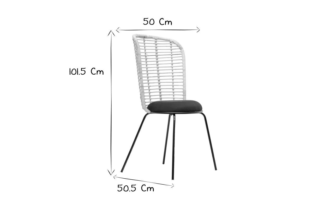 Design-Stuhl aus Rattan und petrolblauem Stoff NICOLAS
