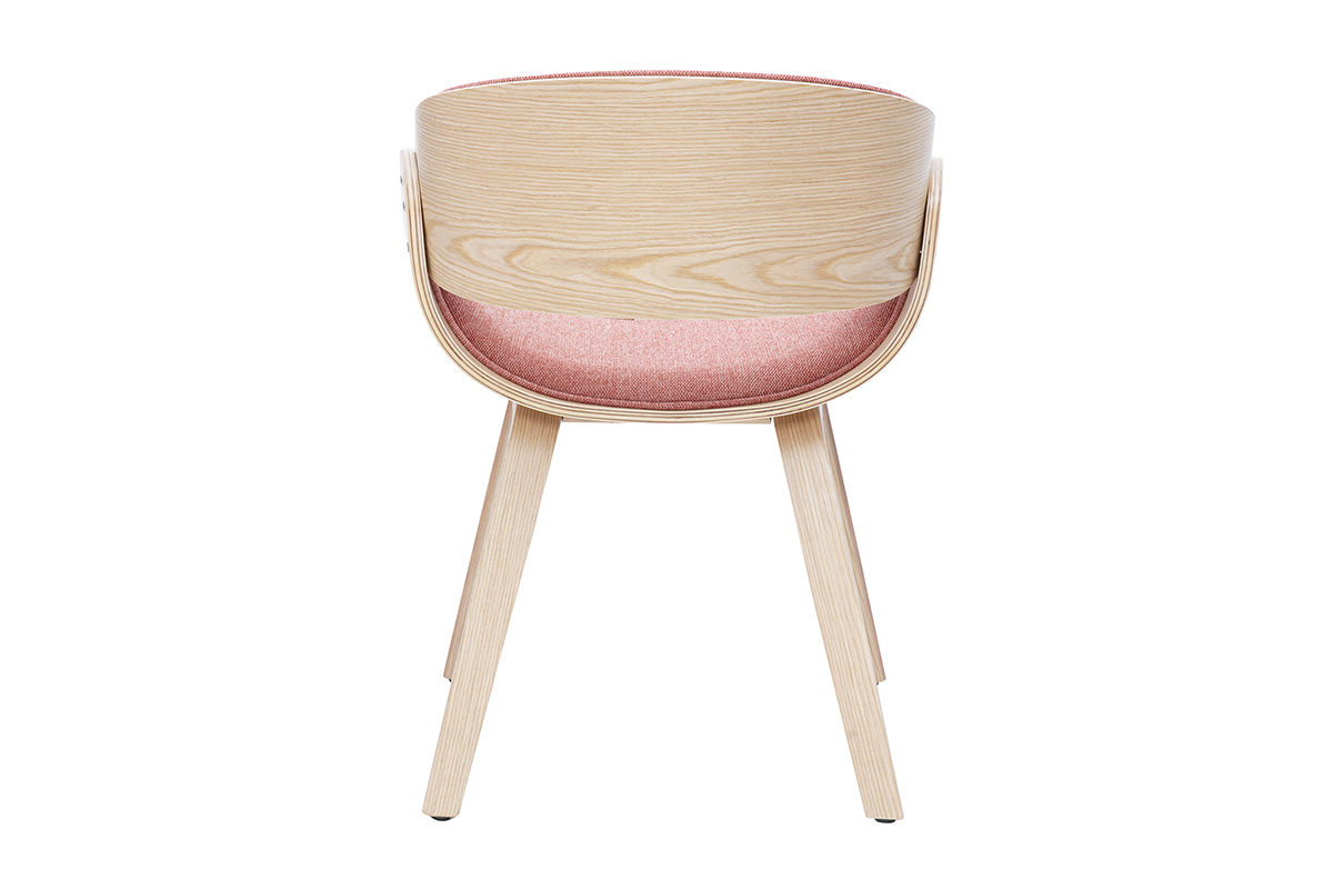 Design-Stuhl aus Samt-Textur-Stoff in Terrakotta und hellem Holz BENT