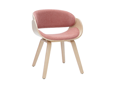 Design-Stuhl aus Samt-Textur-Stoff in Terrakotta und hellem Holz BENT