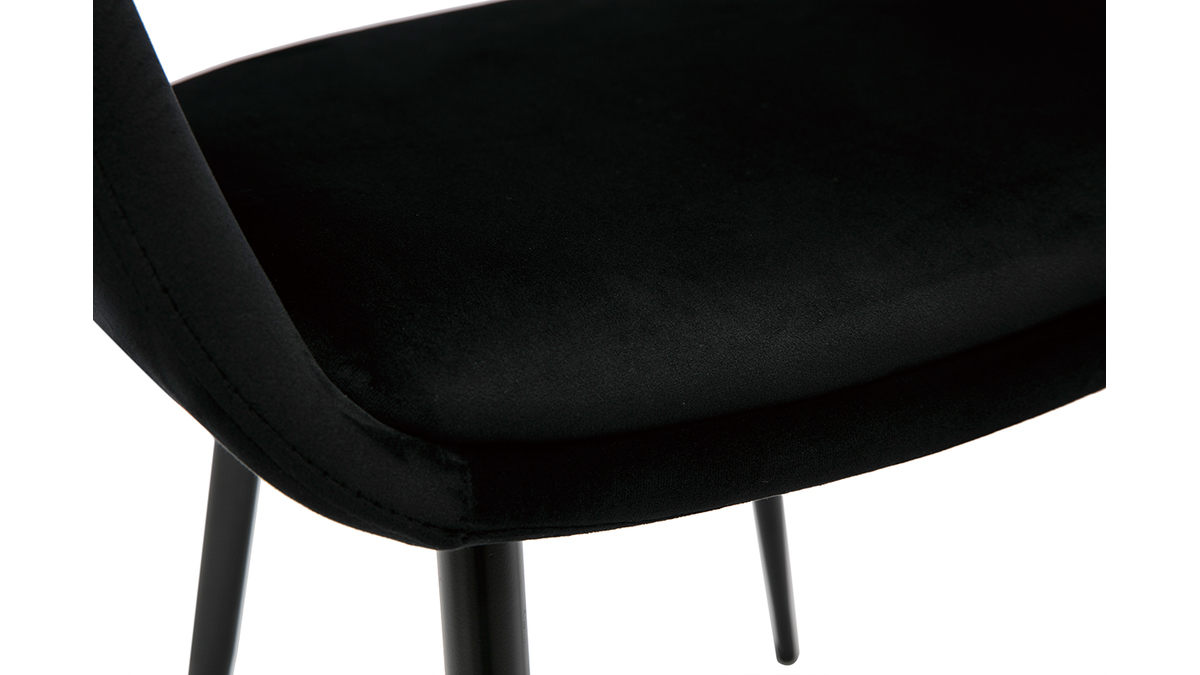 Design-Stuhl aus schwarzem Samt mit Fen aus schwarzem Metall PRISMA