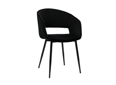 Design-Stuhl aus schwarzem Samt mit Füßen aus schwarzem Metall PRISMA