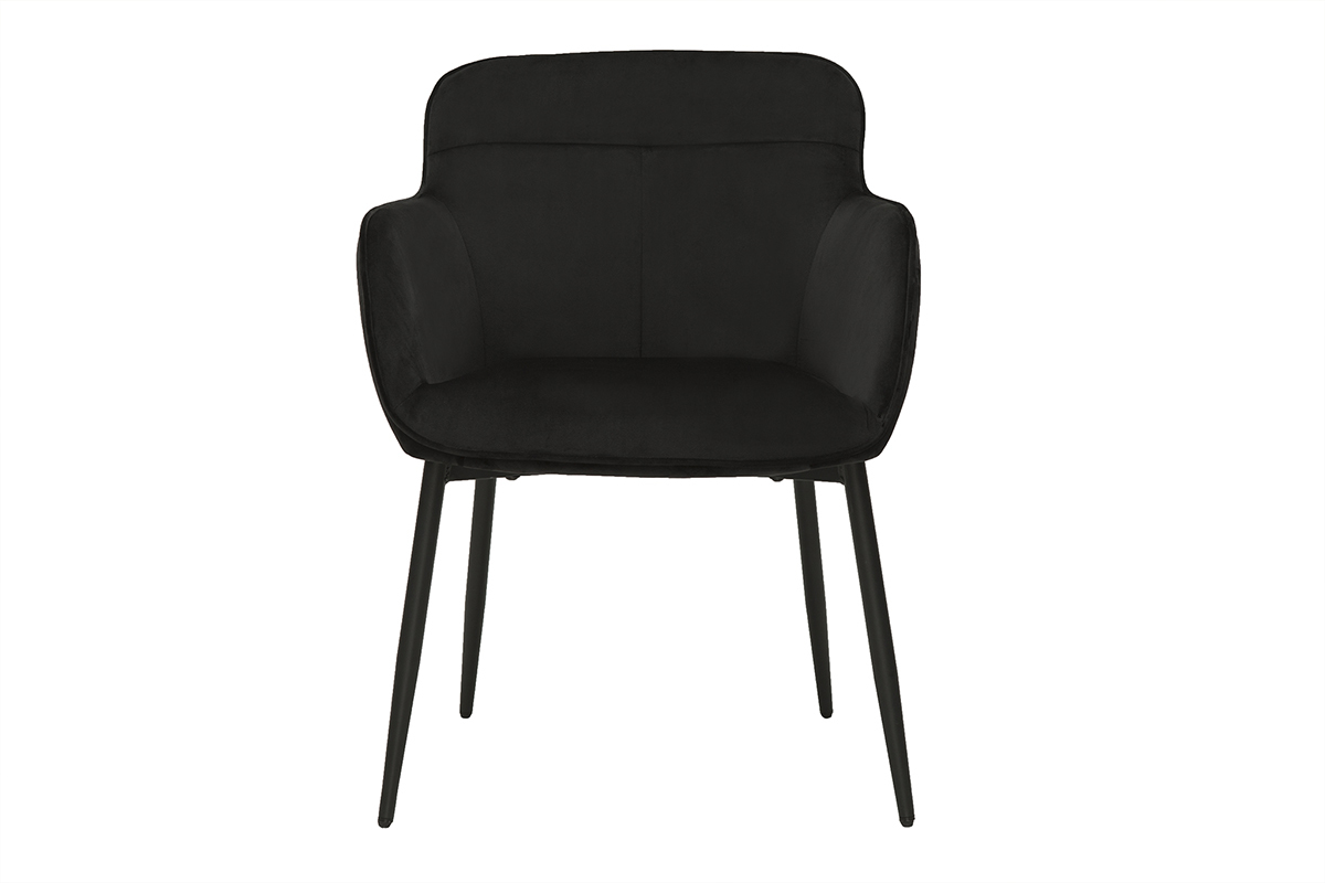 Design-Stuhl aus schwarzem Samt und schwarzem Metall FRIDA