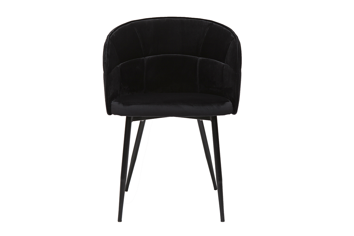 Design-Stuhl aus schwarzem Samt und schwarzem Metall JOLLY