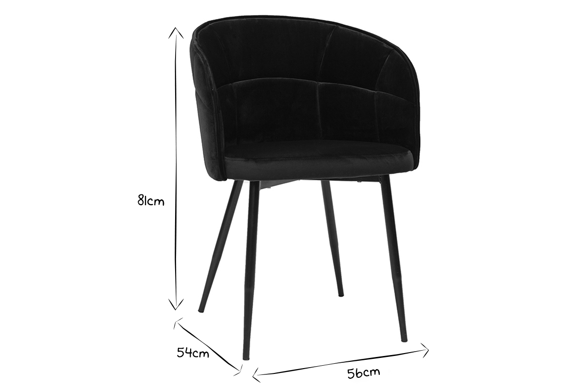 Design-Stuhl aus schwarzem Samt und schwarzem Metall JOLLY