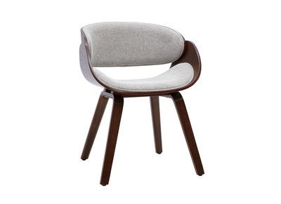 Design-Stuhl aus Stoff in strukturierter Samtoptik grau und dunklem Holz BENT
