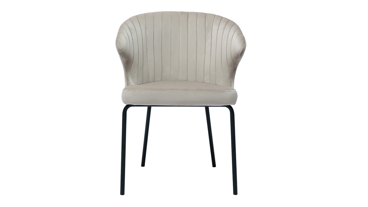 Design-Stuhl aus taupefarbenem, dekorativem Samt und schwarzem Metall REQUIEM