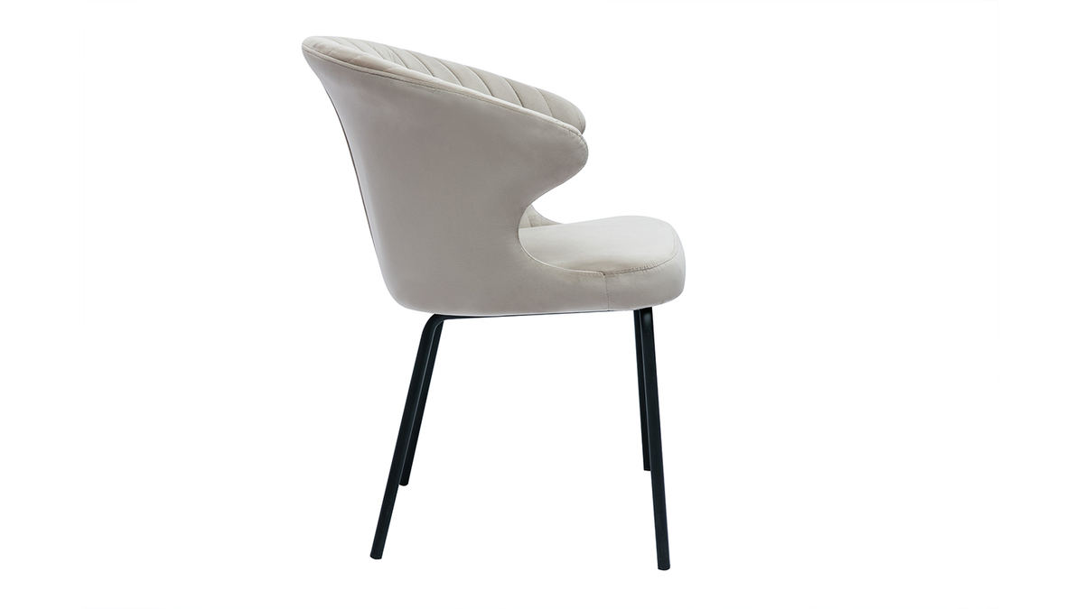 Design-Stuhl aus taupefarbenem, dekorativem Samt und schwarzem Metall REQUIEM