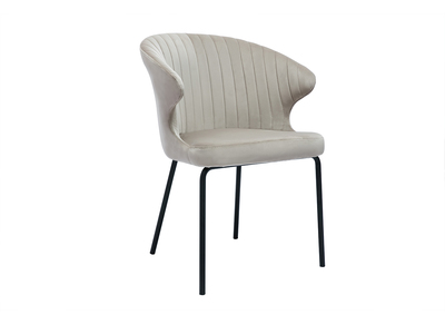 Design-Stuhl aus taupefarbenem, dekorativem Samt und schwarzem Metall REQUIEM
