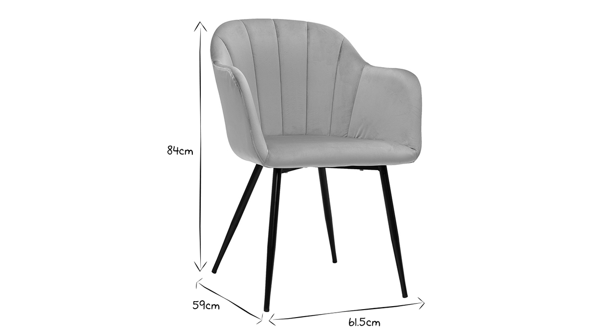 Design-Stuhl aus taupefarbenem Samt mit Fen aus schwarzem Metall MILLY
