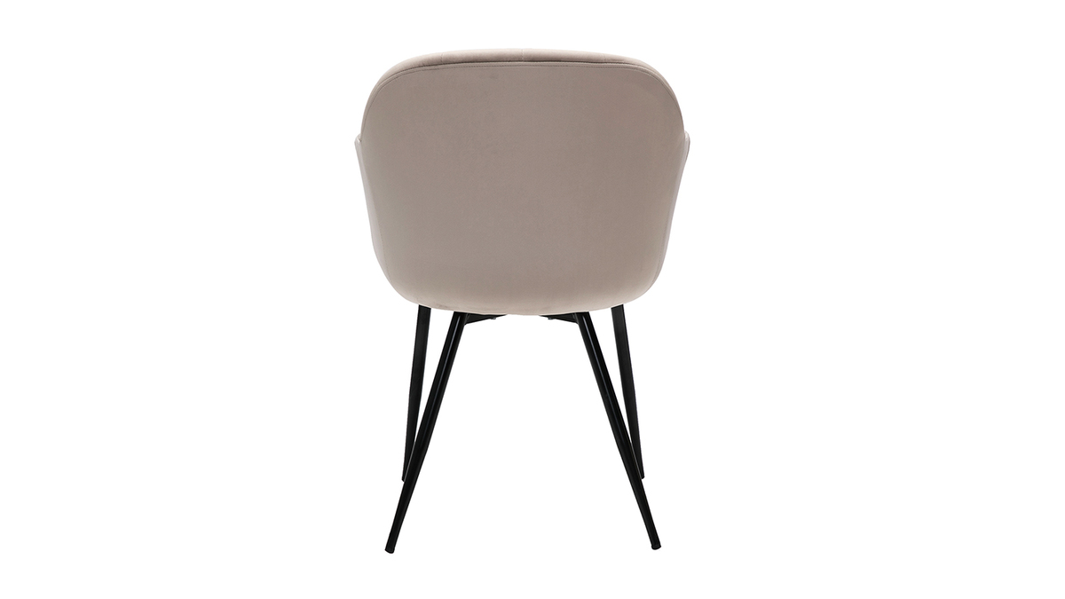 Design-Stuhl aus taupefarbenem Samt mit Fen aus schwarzem Metall MILLY