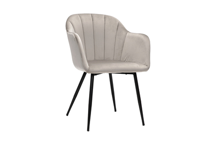 Design-Stuhl aus taupefarbenem Samt mit Füßen aus schwarzem Metall MILLY