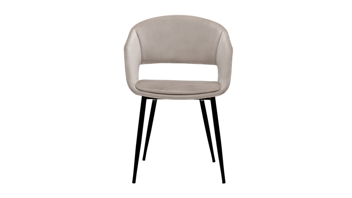 Design-Stuhl aus taupefarbenem Samt mit Fen aus schwarzem Metall PRISMA