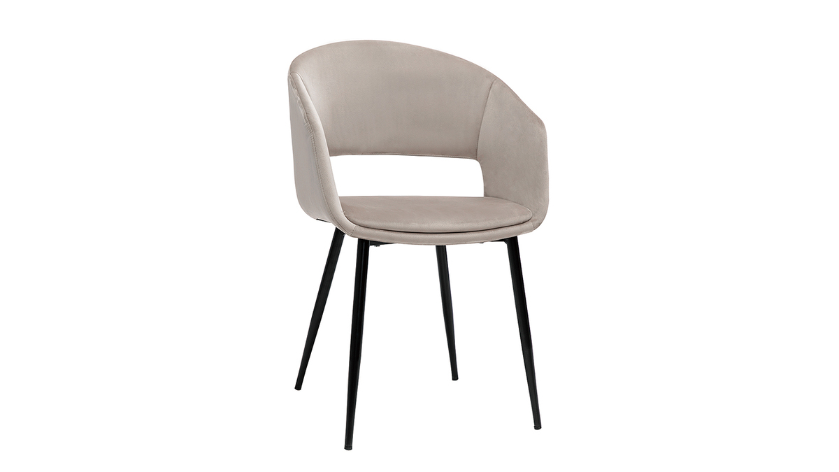 Design-Stuhl aus taupefarbenem Samt mit Fen aus schwarzem Metall PRISMA