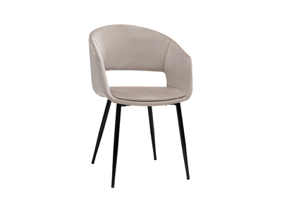 Design-Stuhl aus taupefarbenem Samt mit Füßen aus schwarzem Metall PRISMA