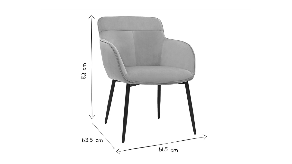 Design-Stuhl aus taupefarbenem Samt und schwarzem Metall FRIDA