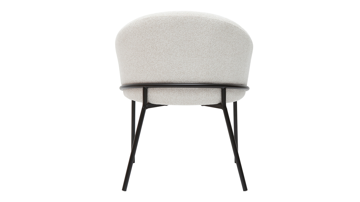 Design-Stuhl aus weißem Chenille-Veloursstoff und schwarzem Metall JENNA