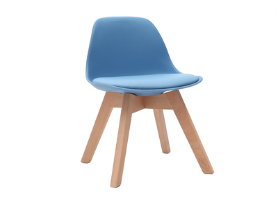 Design-Stuhl Blau mit Holzbeinen BABY PAULINE - Design-Stuhl Blau mit Holzbeinen BABY PAULINE