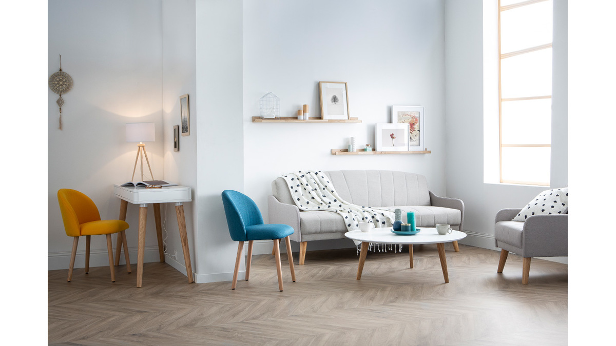 Design-Stuhl Blaugrün und Holz CELESTE