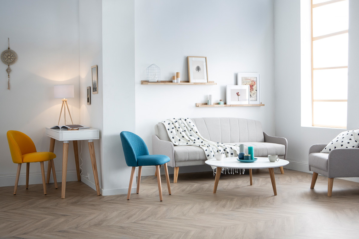 Design-Stuhl Blaugrn und Holz CELESTE