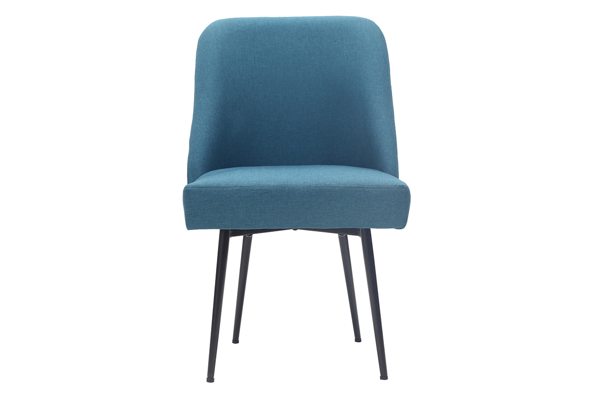 Design-Stuhl blaugrner Stoff und Metallbeine Schwarz LOV