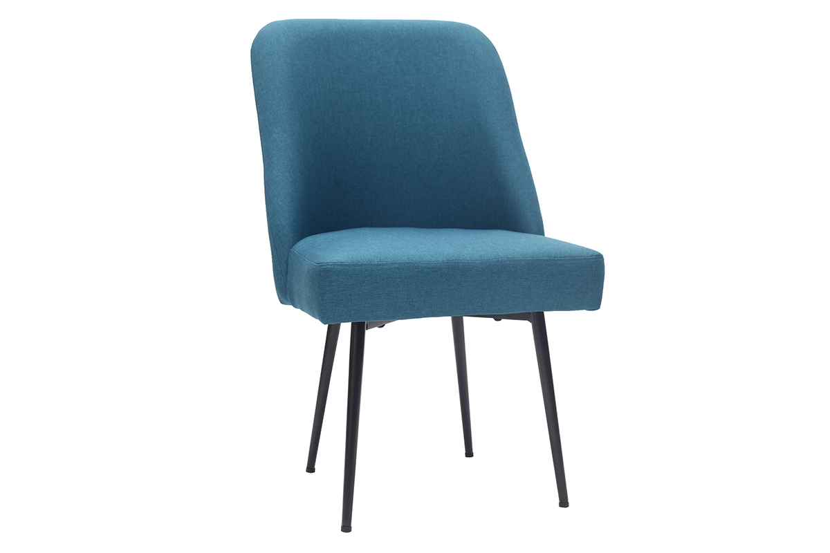 Design-Stuhl blaugrner Stoff und Metallbeine Schwarz LOV