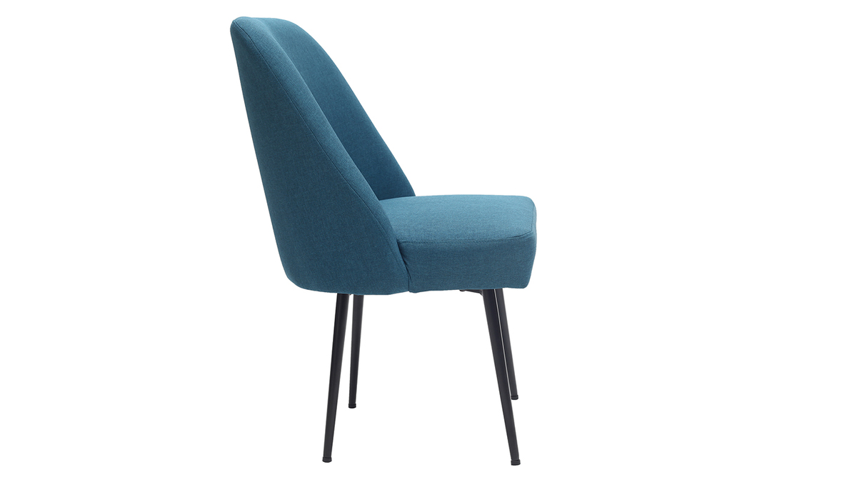 Design-Stuhl blaugrner Stoff und Metallbeine Schwarz LOV
