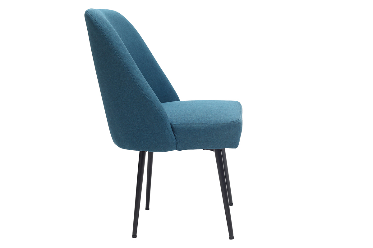Design-Stuhl blaugrner Stoff und Metallbeine Schwarz LOV