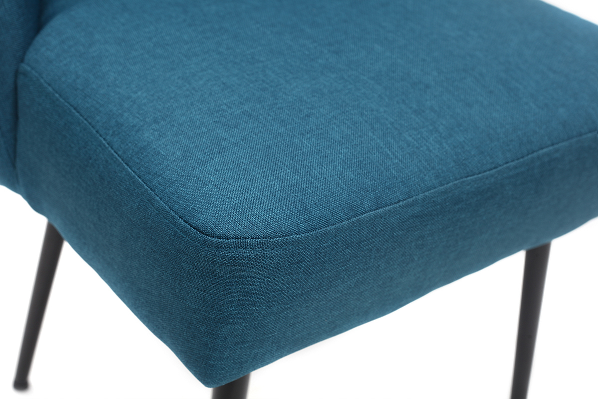 Design-Stuhl blaugrner Stoff und Metallbeine Schwarz LOV