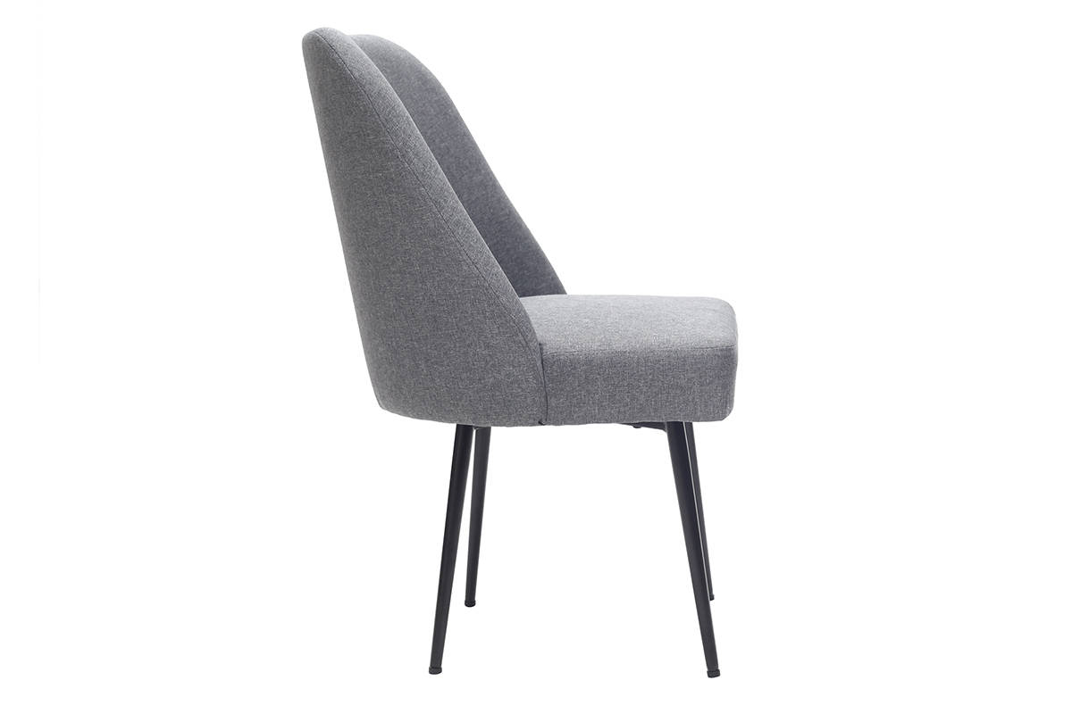 Design-Stuhl dunkelgrauer Stoff und Metallbeine Schwarz LOV
