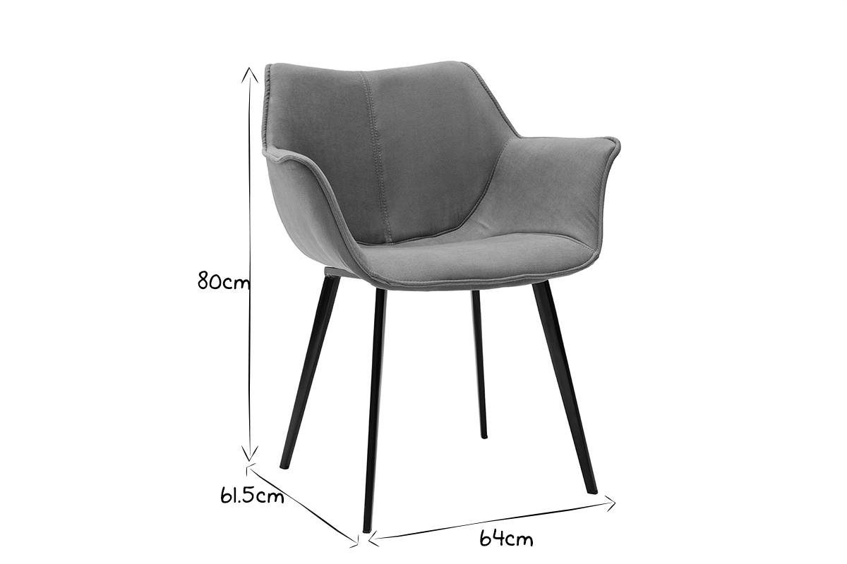 Design-Stuhl dunkelgrauer Stoff und Metallbeine Schwarz VOLO