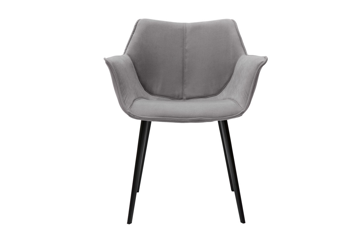 Design-Stuhl dunkelgrauer Stoff und Metallbeine Schwarz VOLO