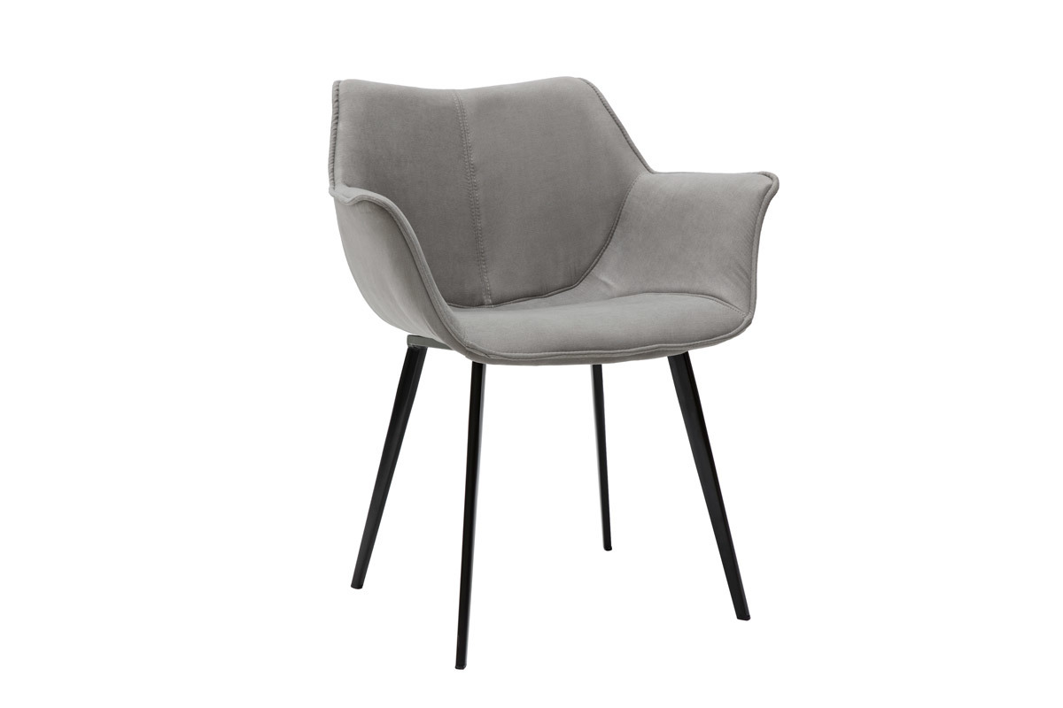 Design-Stuhl dunkelgrauer Stoff und Metallbeine Schwarz VOLO