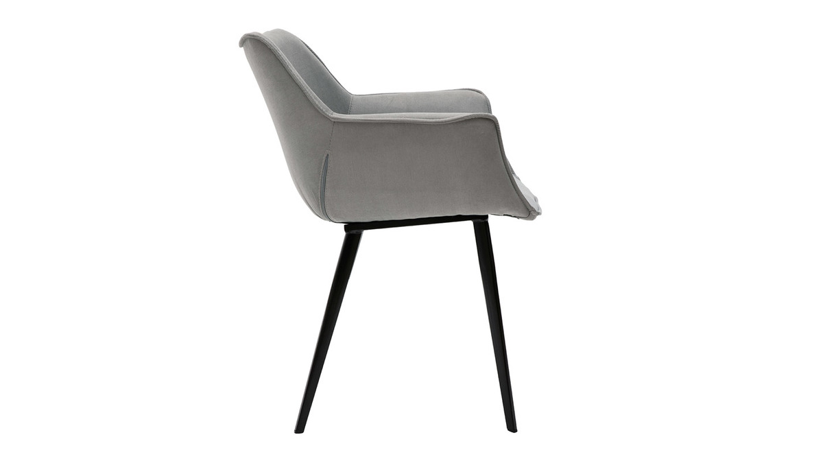 Design-Stuhl dunkelgrauer Stoff und Metallbeine Schwarz VOLO