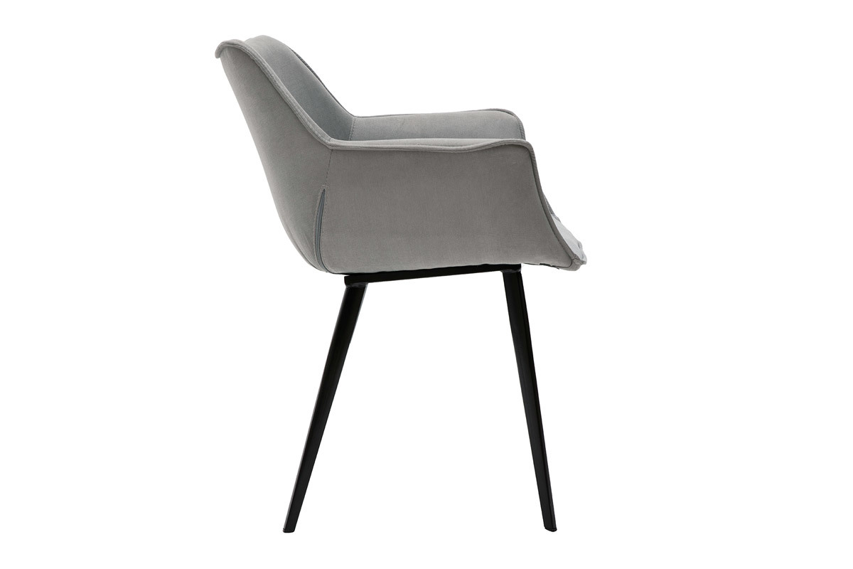 Design-Stuhl dunkelgrauer Stoff und Metallbeine Schwarz VOLO