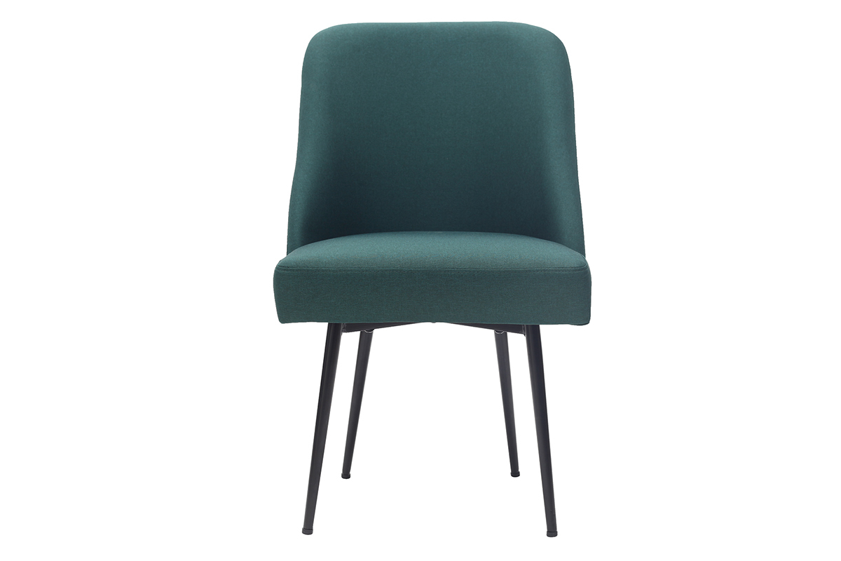 Design-Stuhl dunkelgr�ner Stoff und Metallbeine Schwarz LOV