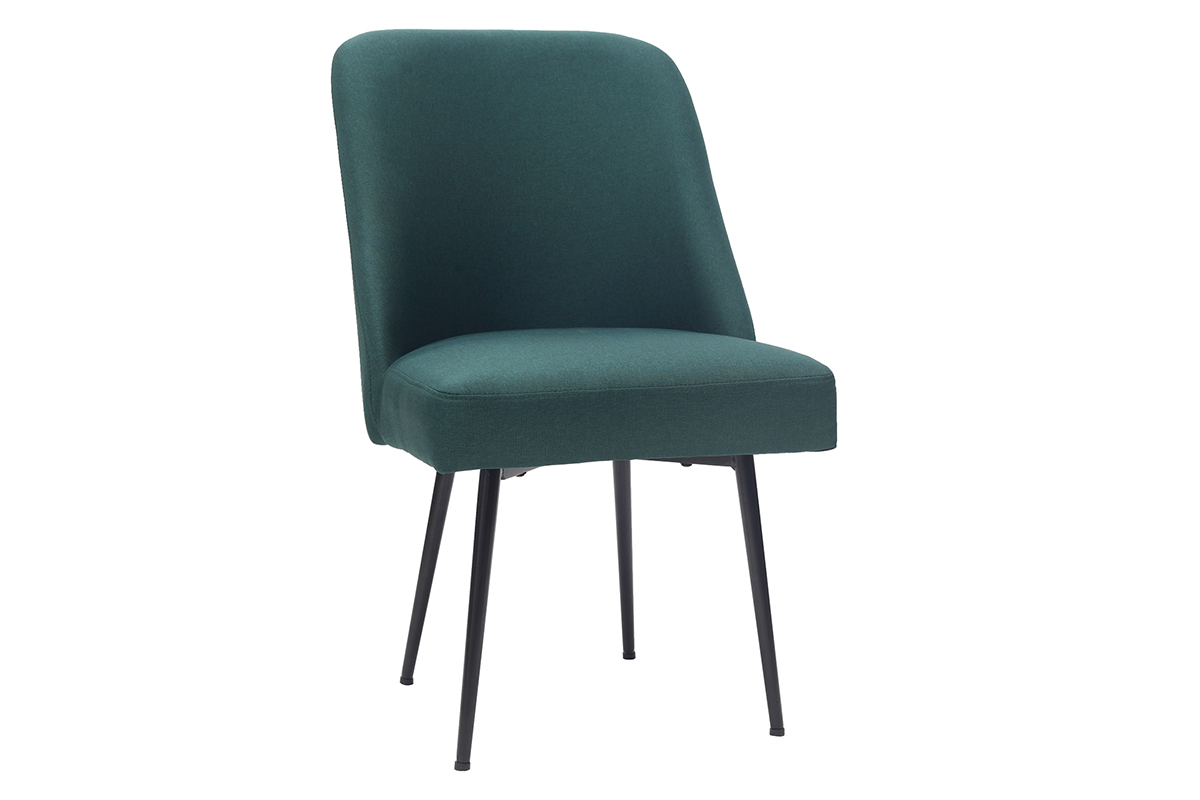 Design-Stuhl dunkelgr�ner Stoff und Metallbeine Schwarz LOV