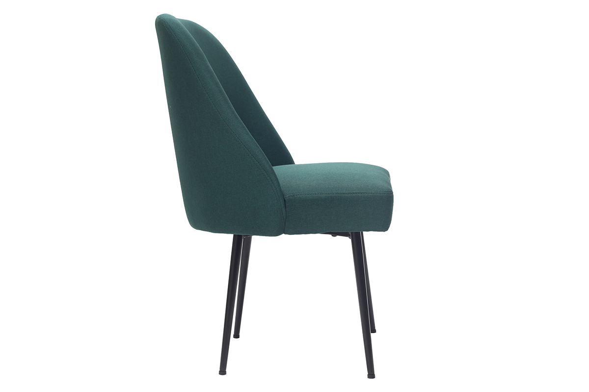 Design-Stuhl dunkelgr�ner Stoff und Metallbeine Schwarz LOV