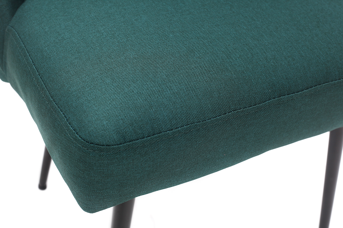 Design-Stuhl dunkelgr�ner Stoff und Metallbeine Schwarz LOV