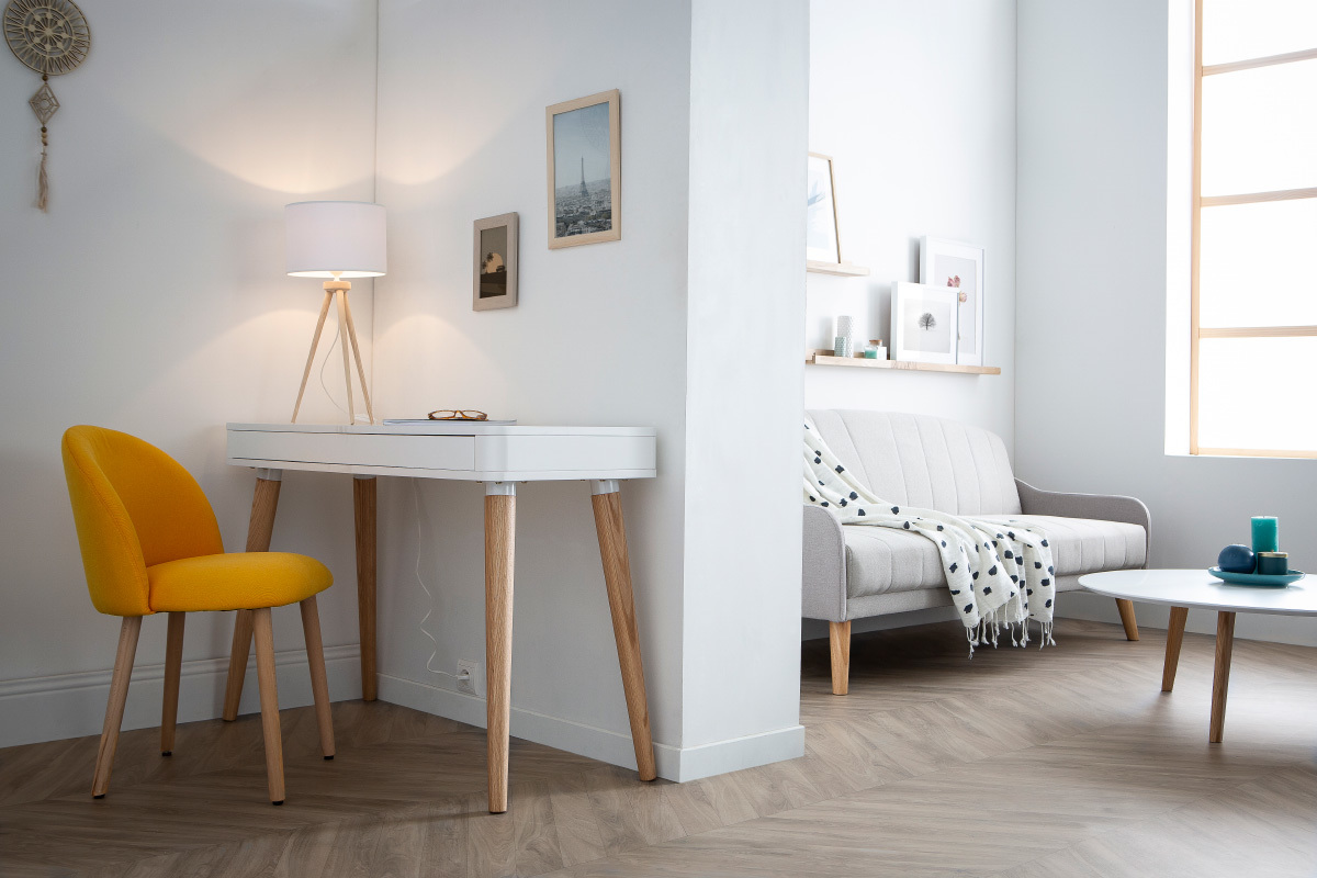 Design-Stuhl Gelb und Holz CELESTE