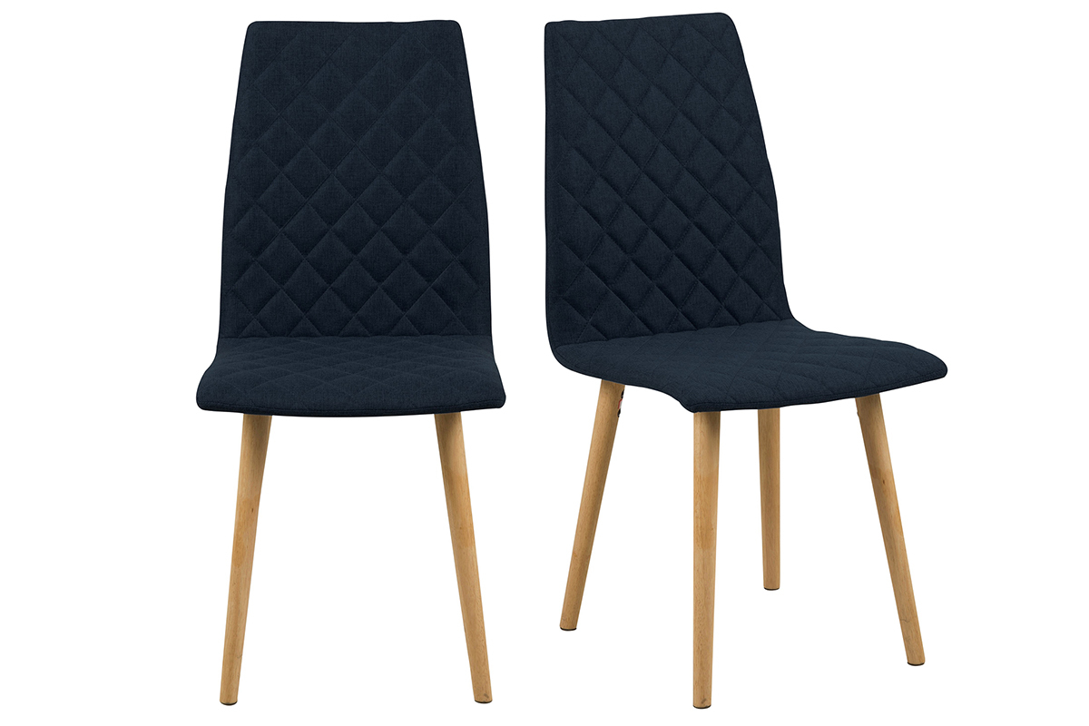 Design-Stuhl Gepolstert Rauten Dunkelblau 2 Stck. DIAMOND